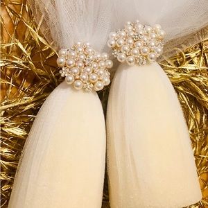 Decorative Sugar Cones with Jeweled Brooches